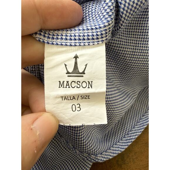 Macson European Button Down Shirt Men’s Medium Blue - Picture 5 of 7